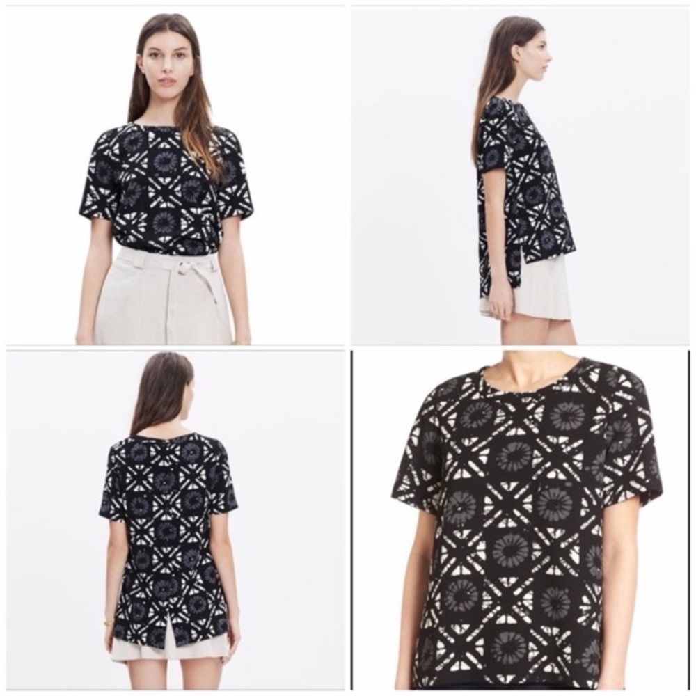 Madewell Black and White Batik Top size M